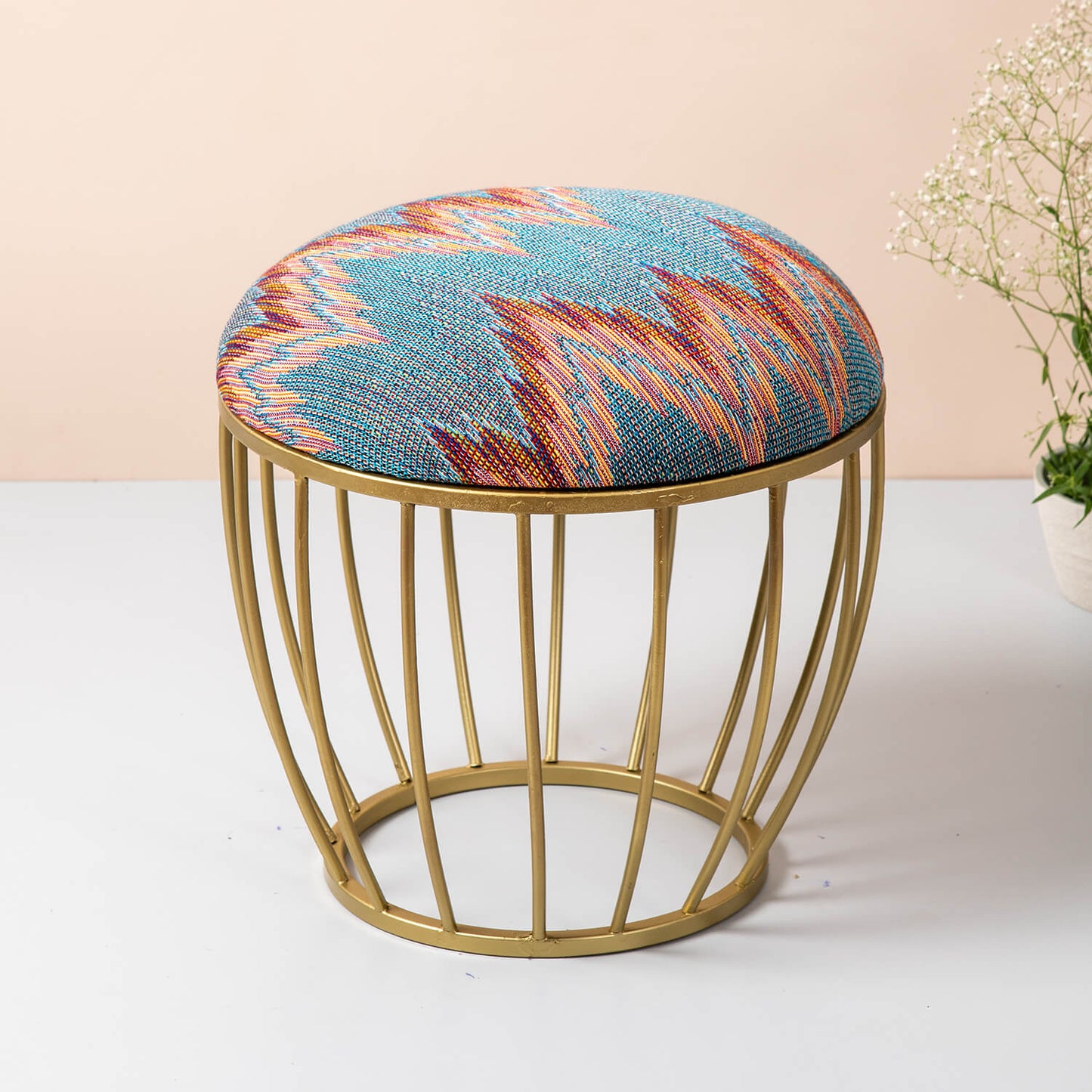 Metallic Stools: Multicolor Metallic Cage Ottoman
