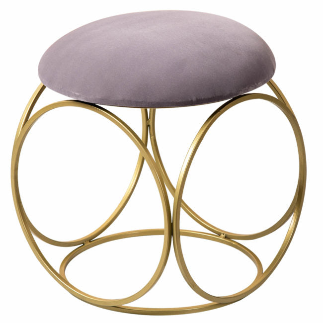 Metallic Stools: Round Leg Grey Velvet Ottoman