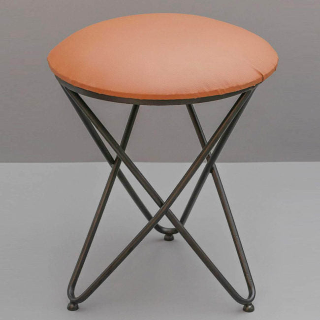 Metallic Stools: Tan Leatherette Cross Leg Ottoman