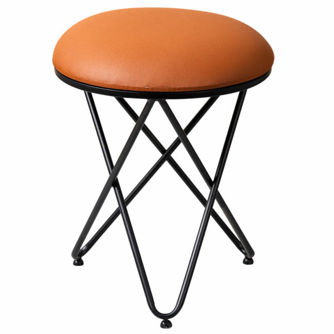 Metallic Stools: Tan Leatherette Cross Leg Ottoman