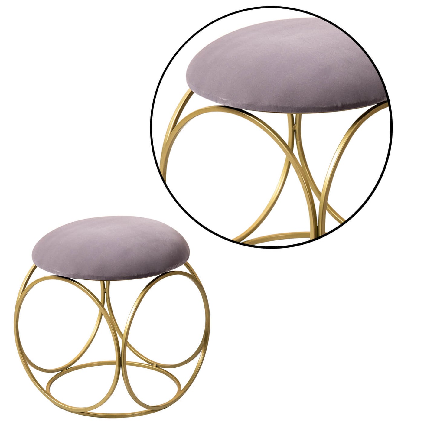 Metallic Stools : Velvet Ottoman & Metallic Stool