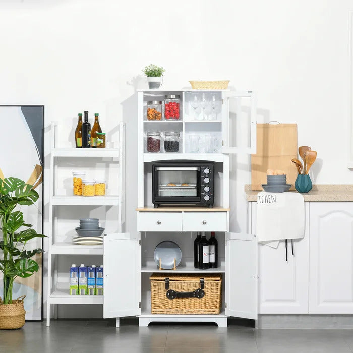 Microwave Stands: Kajah 67" Kitchen Pantry with Hutch Cabinets
