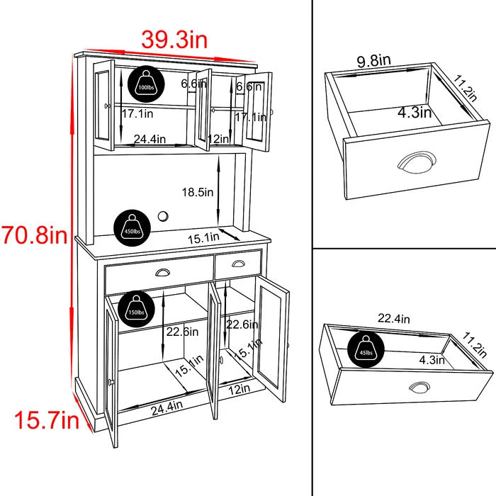 Microwave Stands: 70'' H Kitchen Pantry & Hutch Cabinets