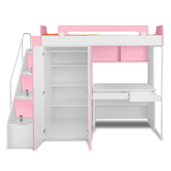 Bunk Beds:- Kids Midsleeper Bunk Bed with Wardrobe With Study Table Kids Furniture