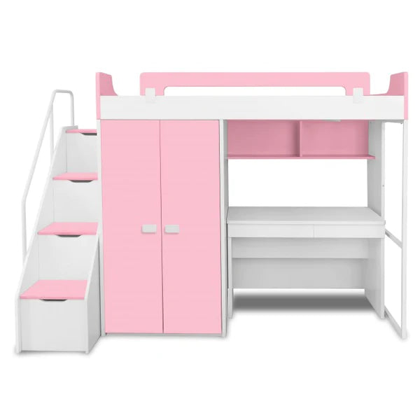 Bunk Beds:- Kids Midsleeper Bunk Bed with Wardrobe With Study Table Kids Furniture
