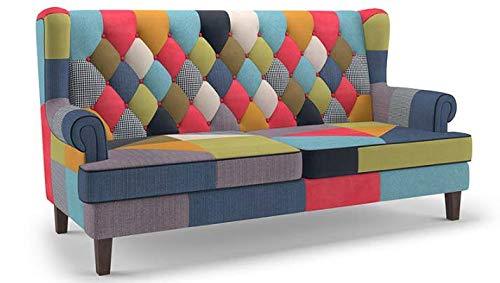 2 Seater Sofa : Minnelli Fabric Sofa Set (Retro Patchwork)