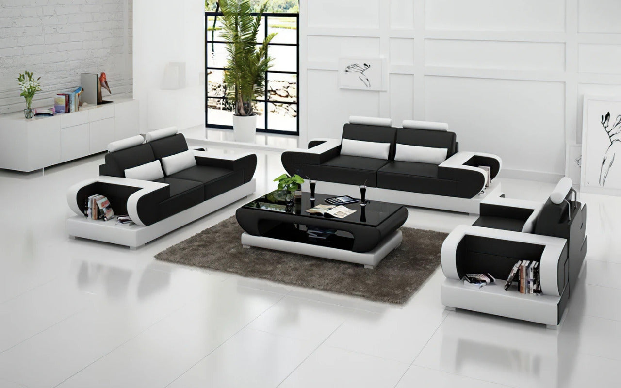 Modern Sofa Set: 5 Seater Leatherette Sofa Set