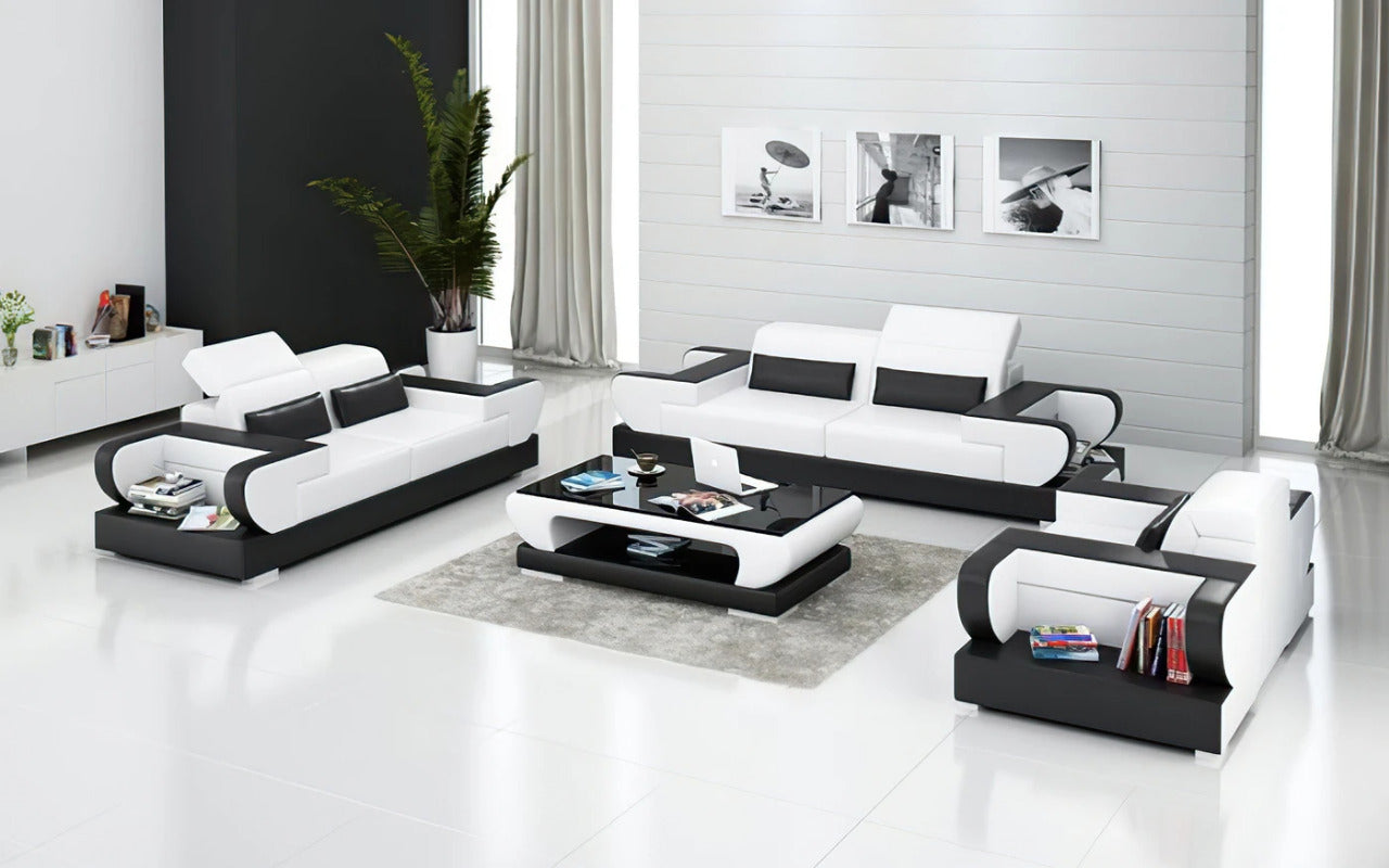 Modern Sofa Set: 5 Seater Leatherette Sofa Set