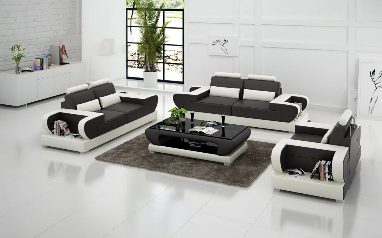 Modern Sofa Set: 5 Seater Leatherette Sofa Set