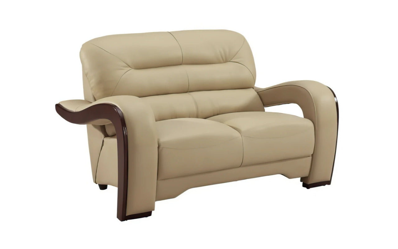 Modern Sofa Set: 6 Seater Leatherette Beige Sofa Set