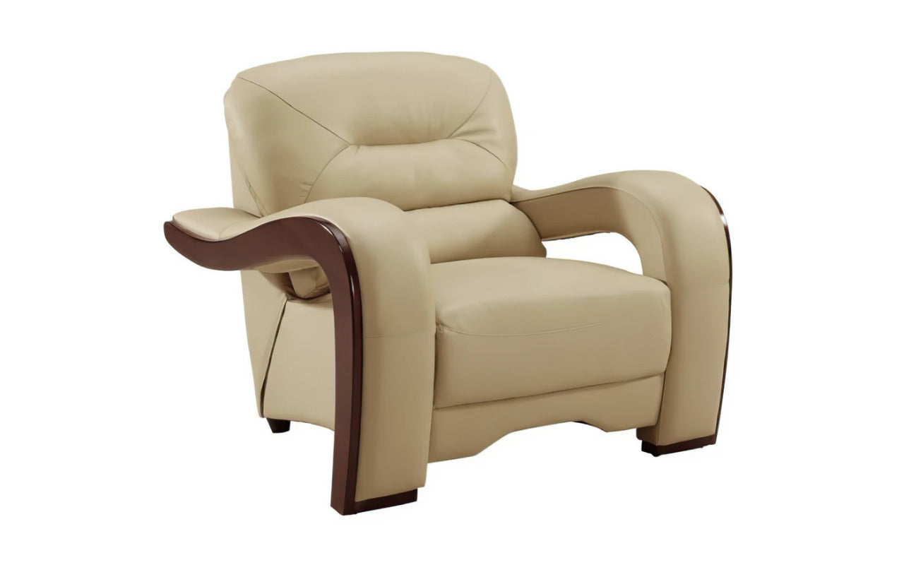 Modern Sofa Set: 6 Seater Leatherette Beige Sofa Set