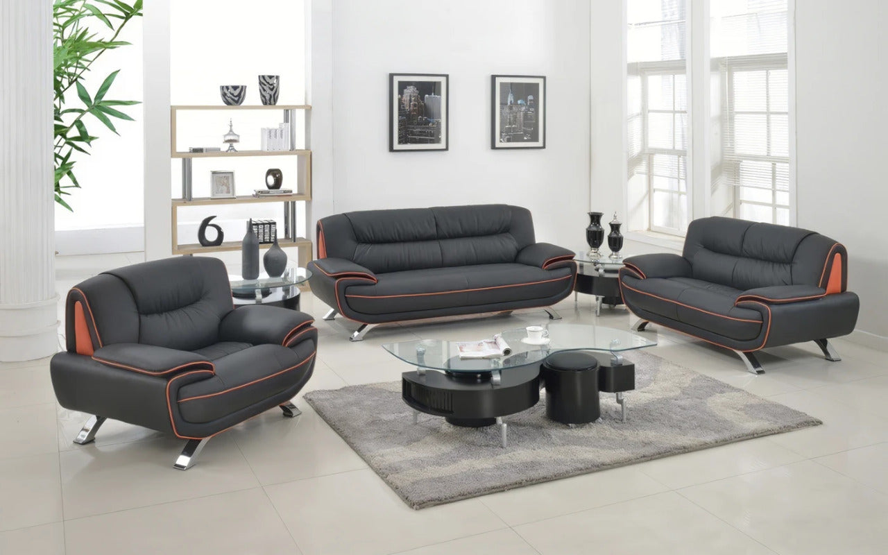 Modern Sofa Set: 6 Seater Leatherette Sofa Set