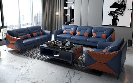 Modern Sofa Set: 6 Seater Leatherette Sofa Set