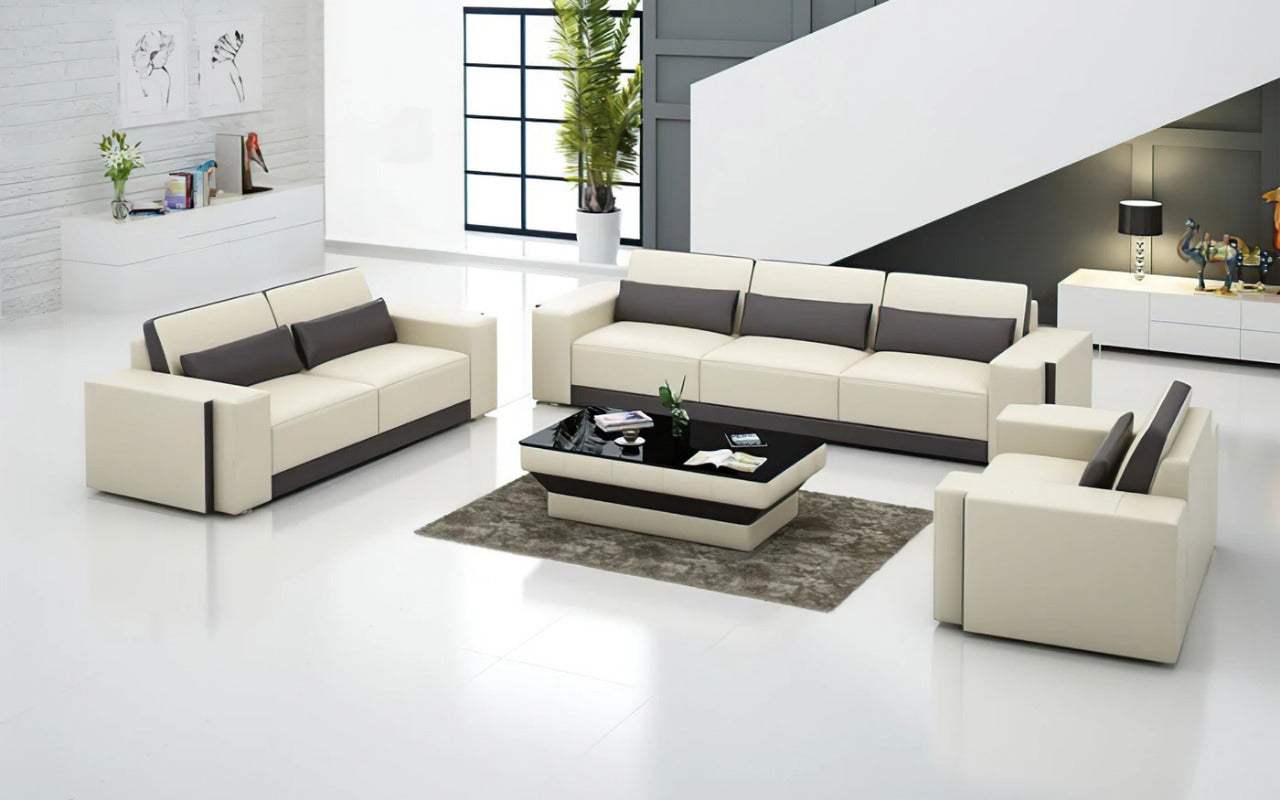 Modern Sofa Set: 6 Seater Leatherette Sofa Set