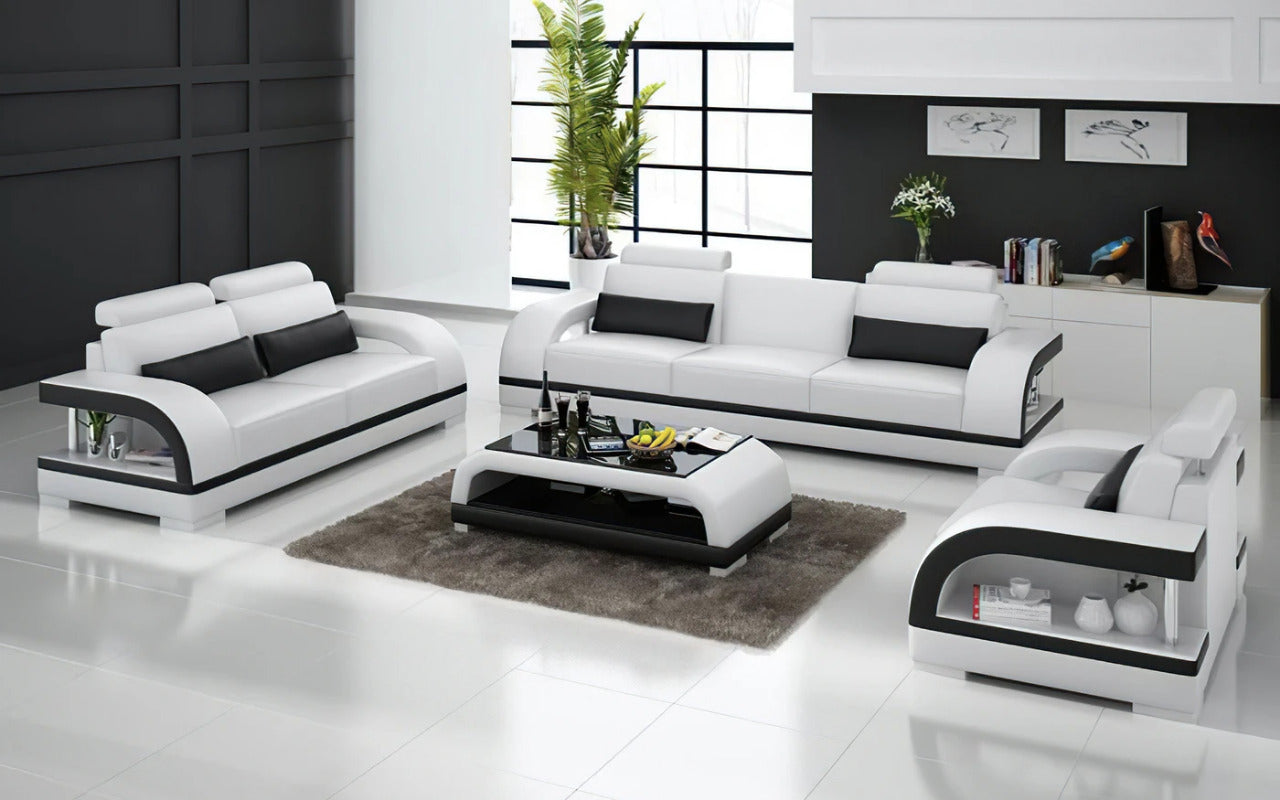 Modern Sofa Set: 6 Seater Leatherette Sofa Set