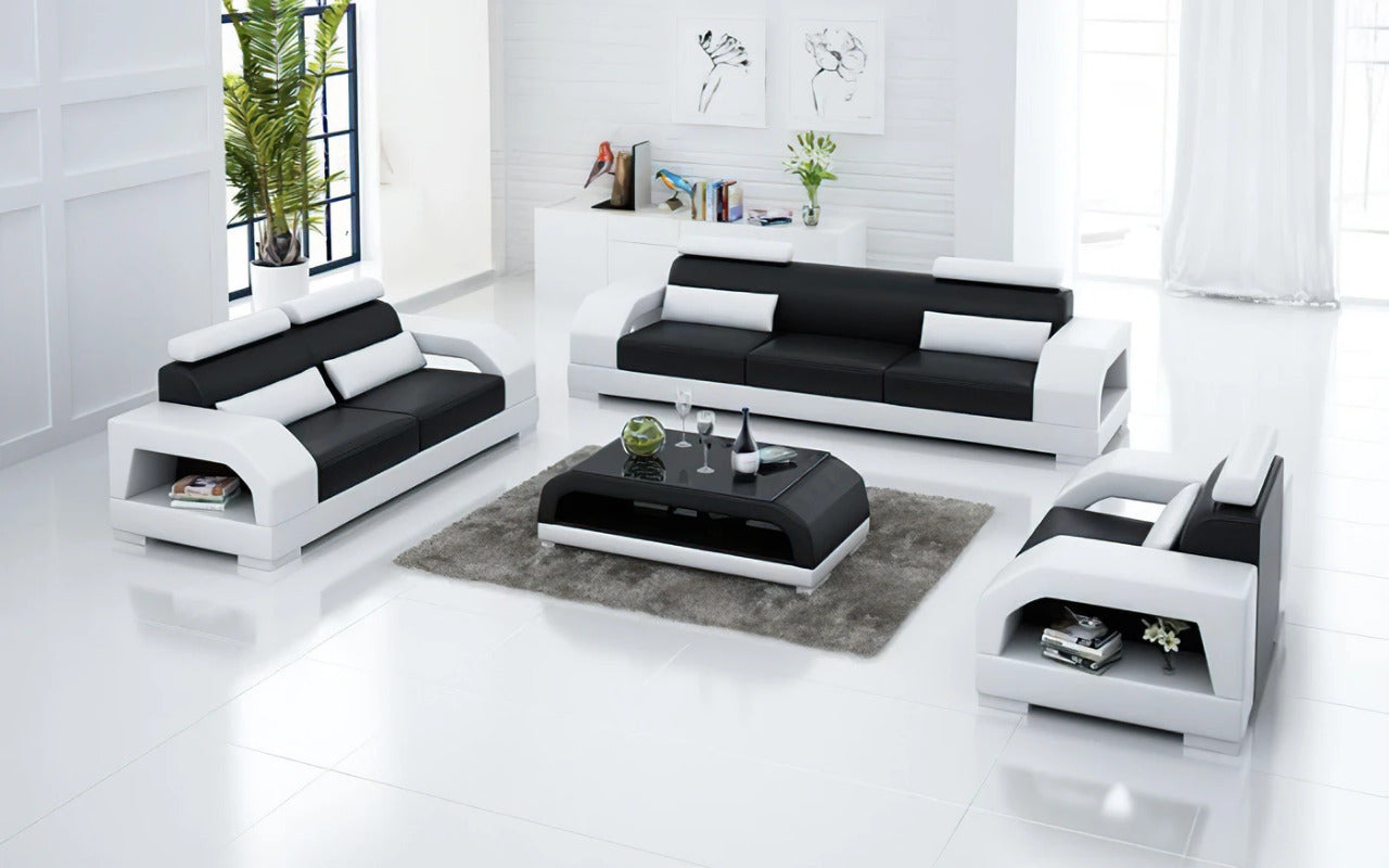 Modern Sofa Set: 6 Seater Leatherette Sofa Set