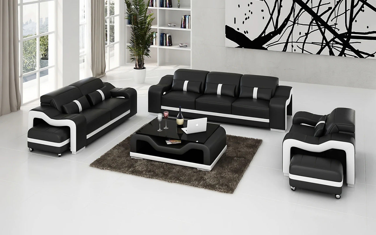 Modern Sofa Set: 6 Seater Leatherette Sofa Set