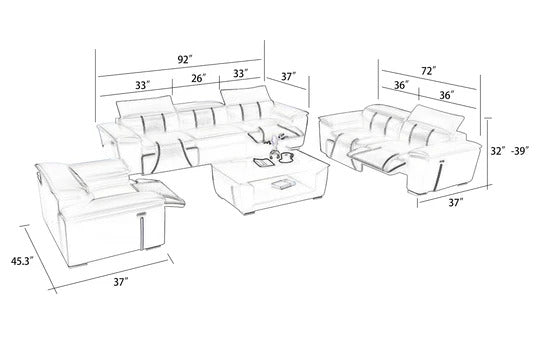 Modern Sofa Set: 6 Seater Leatherette Sofa Set