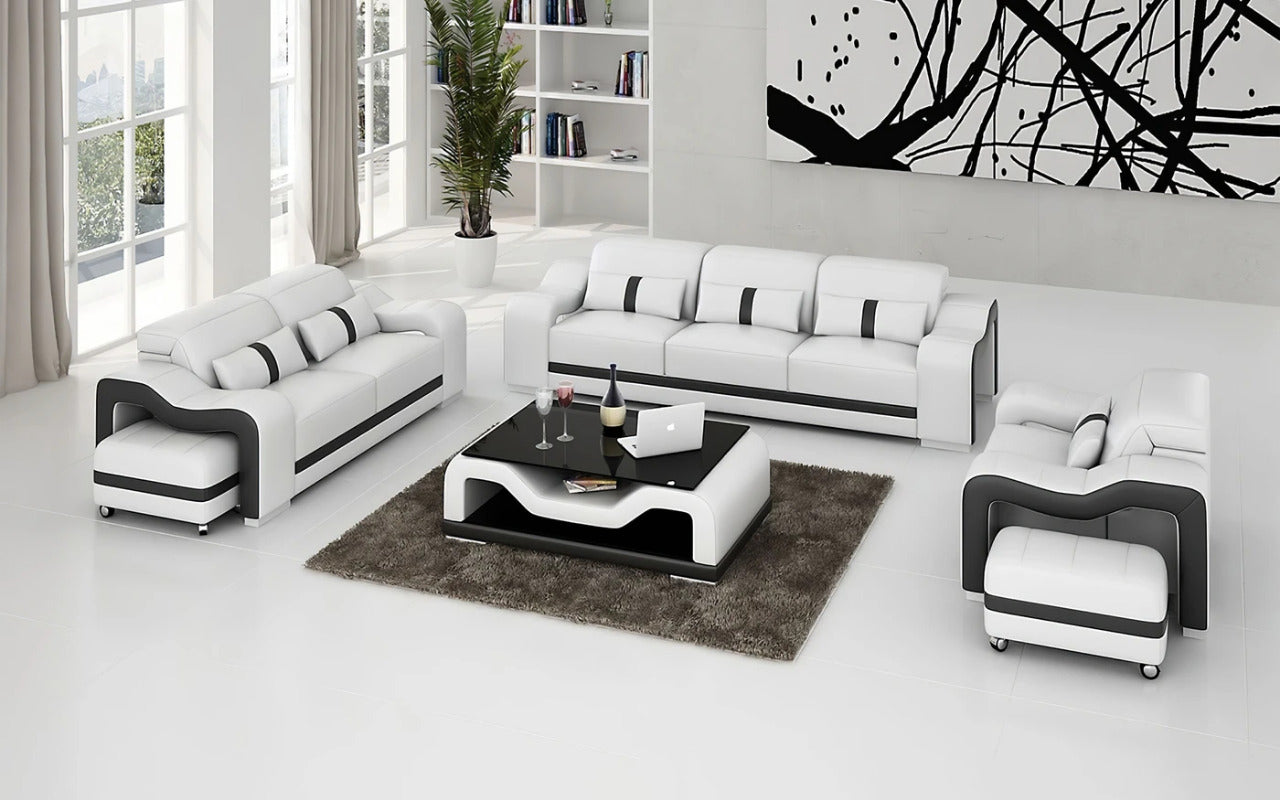 Modern Sofa Set: 6 Seater Leatherette Sofa Set