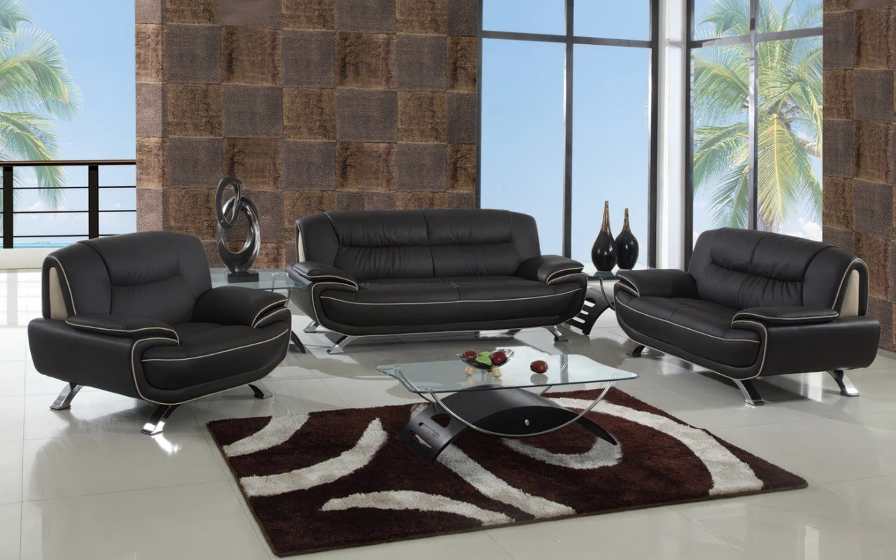 Modern Sofa Set: 6 Seater Leatherette Sofa Set