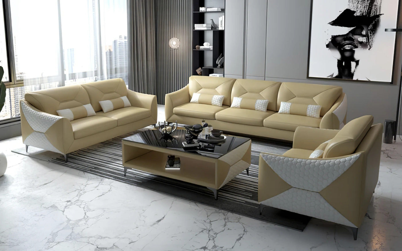 Modern Sofa Set: 6 Seater Leatherette Sofa Set