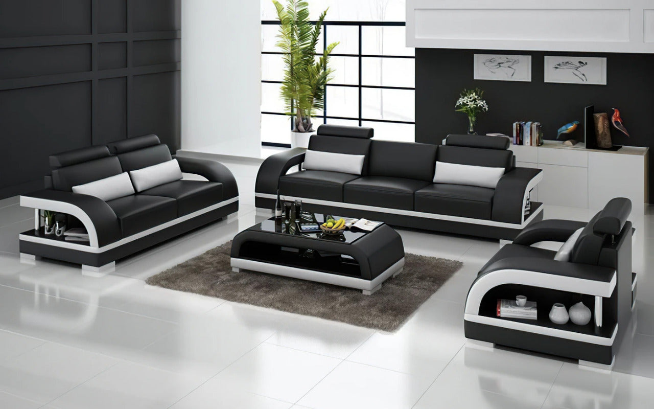 Modern Sofa Set: 6 Seater Leatherette Sofa Set