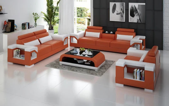 Modern Sofa Set: 6 Seater Leatherette Sofa Set