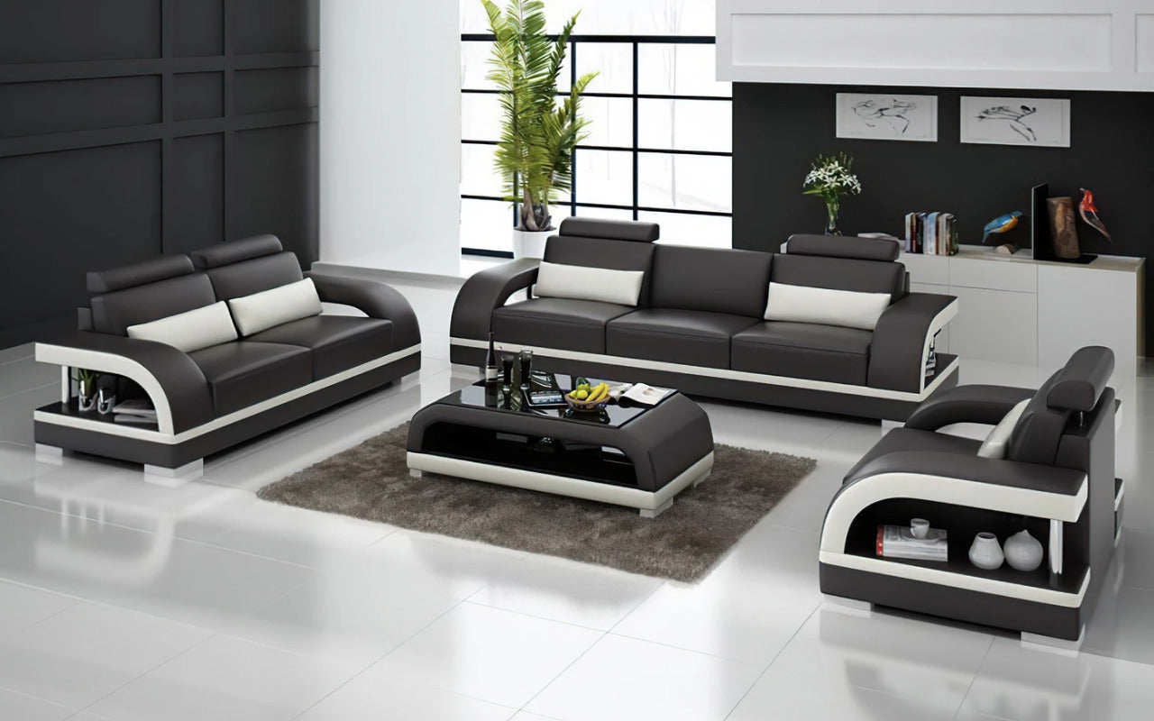 Modern Sofa Set: 6 Seater Leatherette Sofa Set