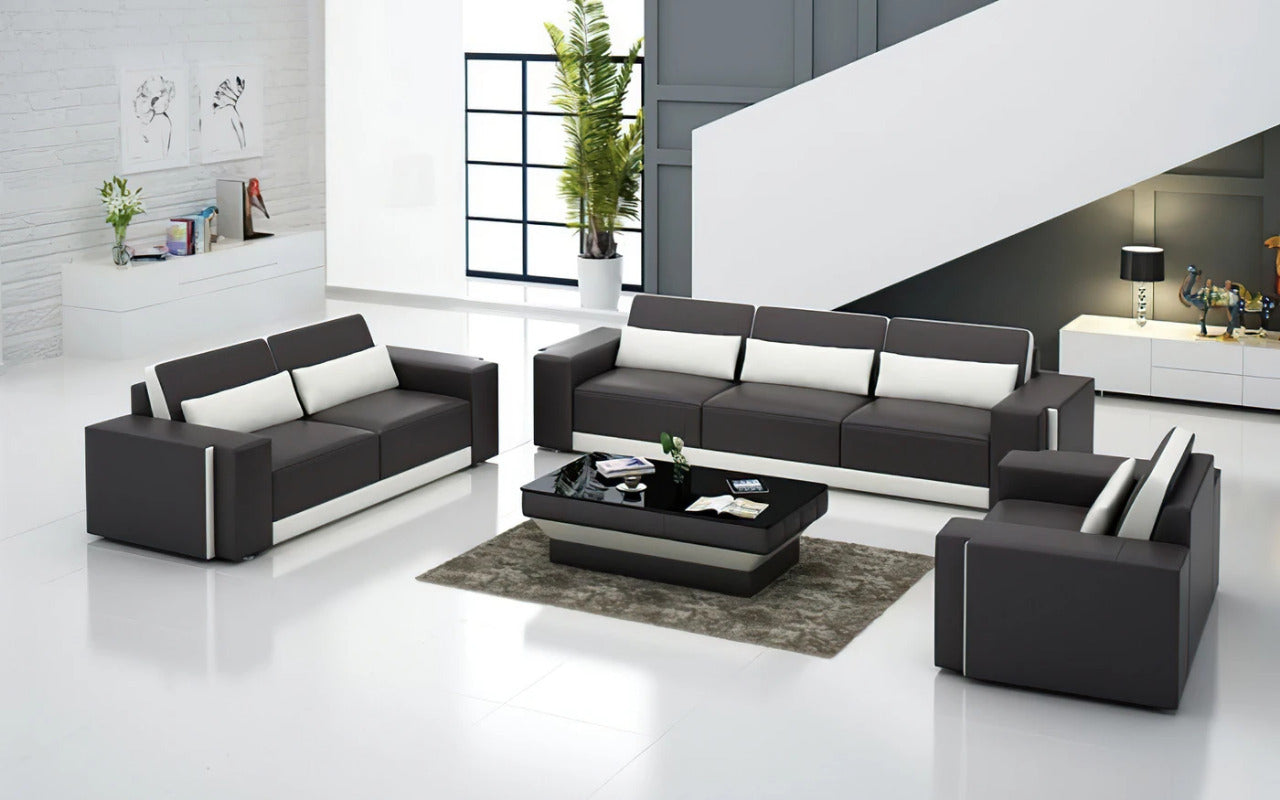 Modern Sofa Set: 6 Seater Leatherette Sofa Set