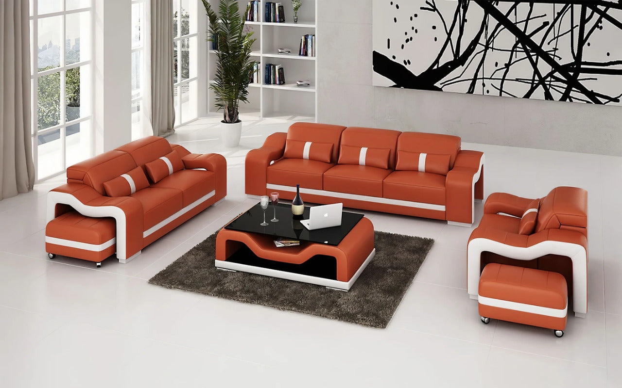 Modern Sofa Set: 6 Seater Leatherette Sofa Set