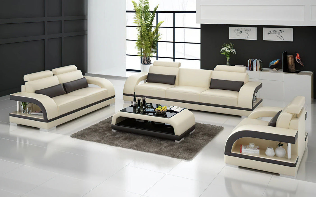 Modern Sofa Set: 6 Seater Leatherette Sofa Set
