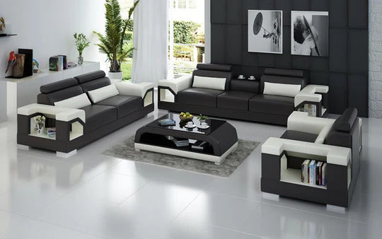 Modern Sofa Set: 6 Seater Leatherette Sofa Set