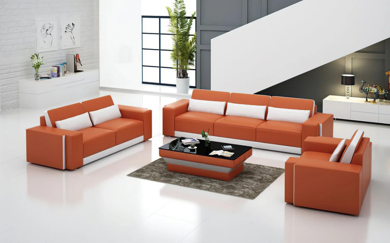 Modern Sofa Set: 6 Seater Leatherette Sofa Set
