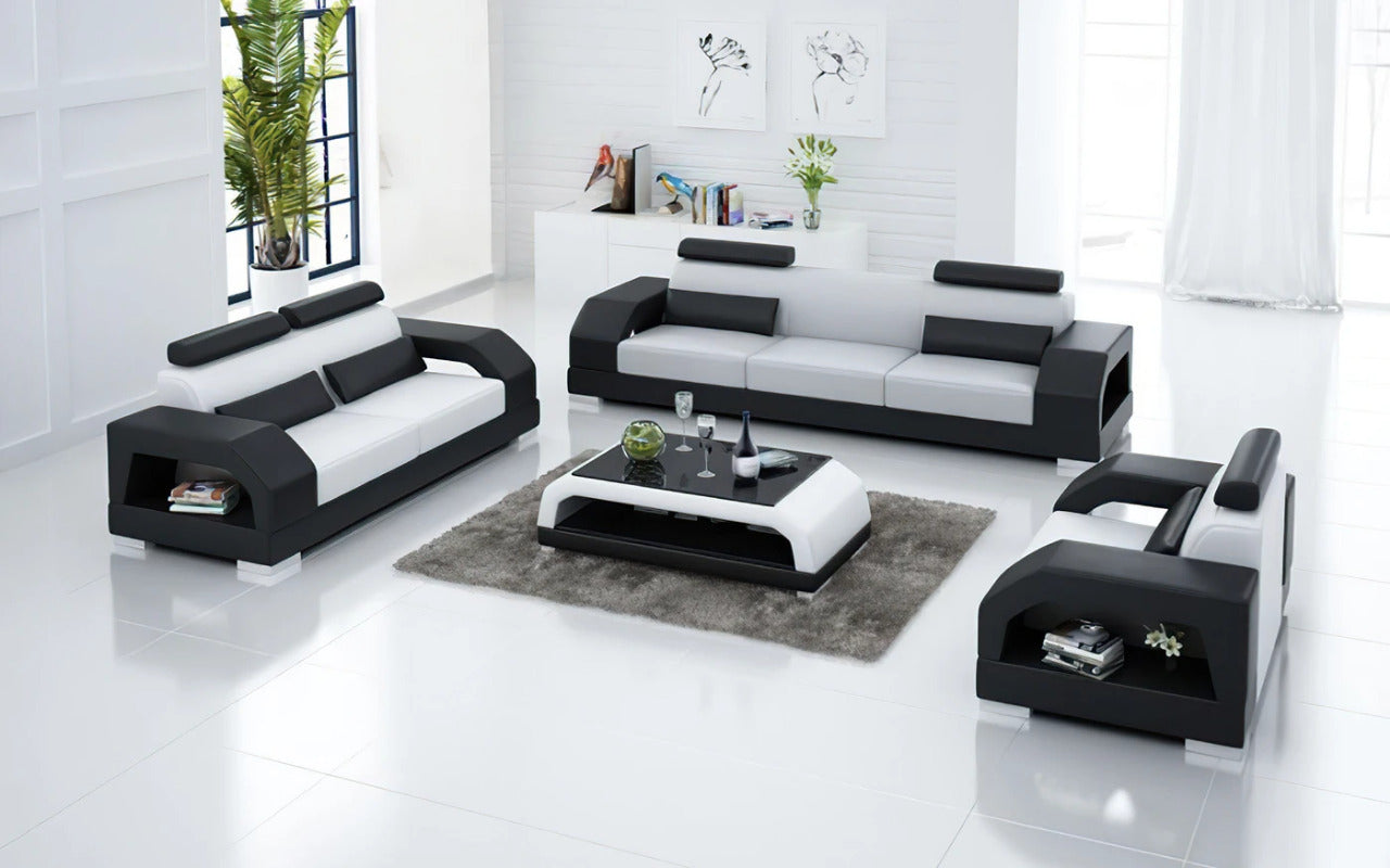 Modern Sofa Set: 6 Seater Leatherette Sofa Set