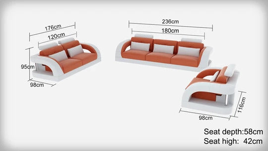 Modern Sofa Set: 6 Seater Leatherette Sofa Set
