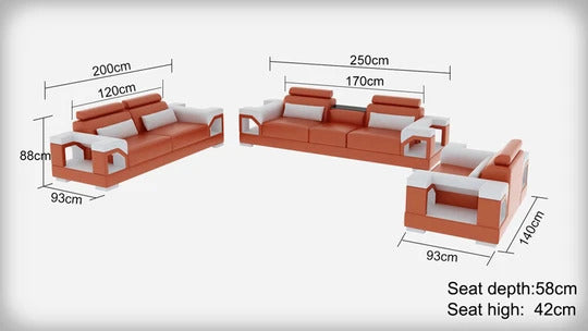 Modern Sofa Set: 6 Seater Leatherette Sofa Set