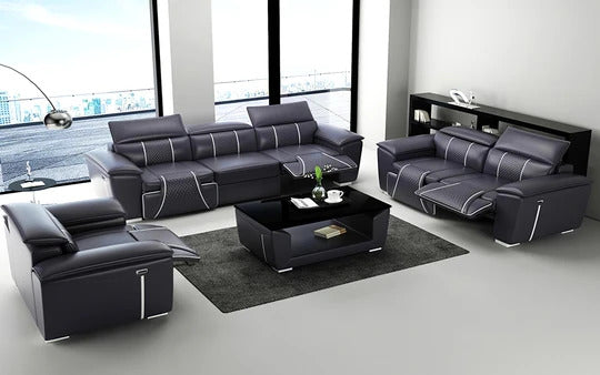 Modern Sofa Set: 6 Seater Leatherette Sofa Set