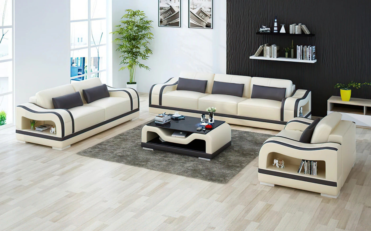 Modern Sofa Set: 6 Seater Leatherette Sofa Set