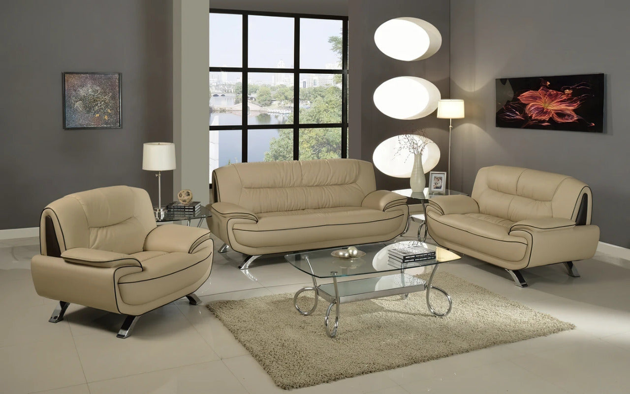 Modern Sofa Set: 6 Seater Leatherette Sofa Set