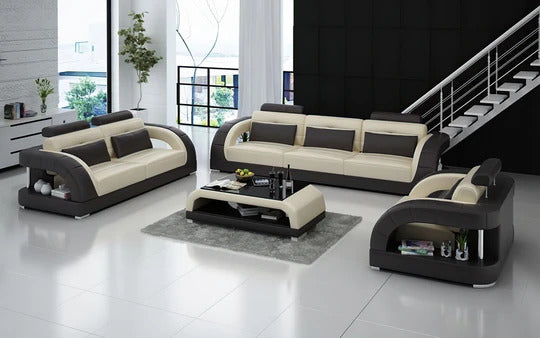 Modern Sofa Set: 6 Seater Leatherette Sofa Set