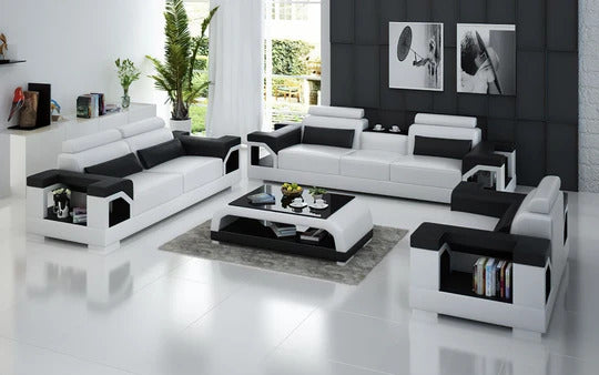 Modern Sofa Set: 6 Seater Leatherette Sofa Set
