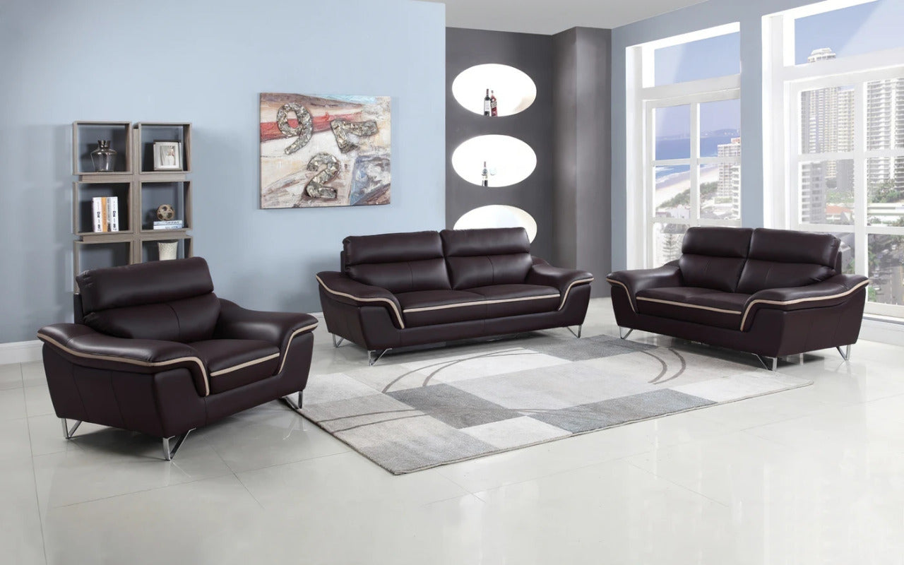 Modern Sofa Set: Leatherette 5 Seater Sofa Set