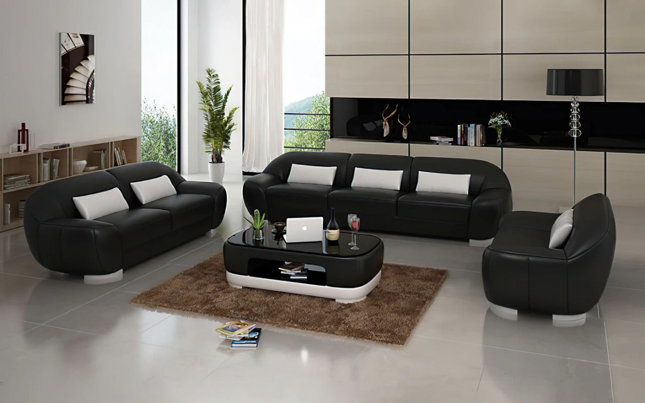 Modern Sofa Set: Leatherette 6 Seater Sofa Set