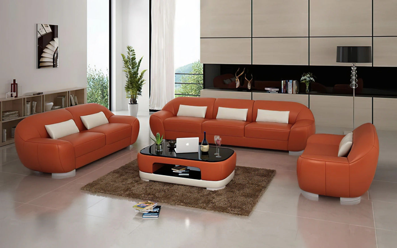 Modern Sofa Set: Leatherette 6 Seater Sofa Set