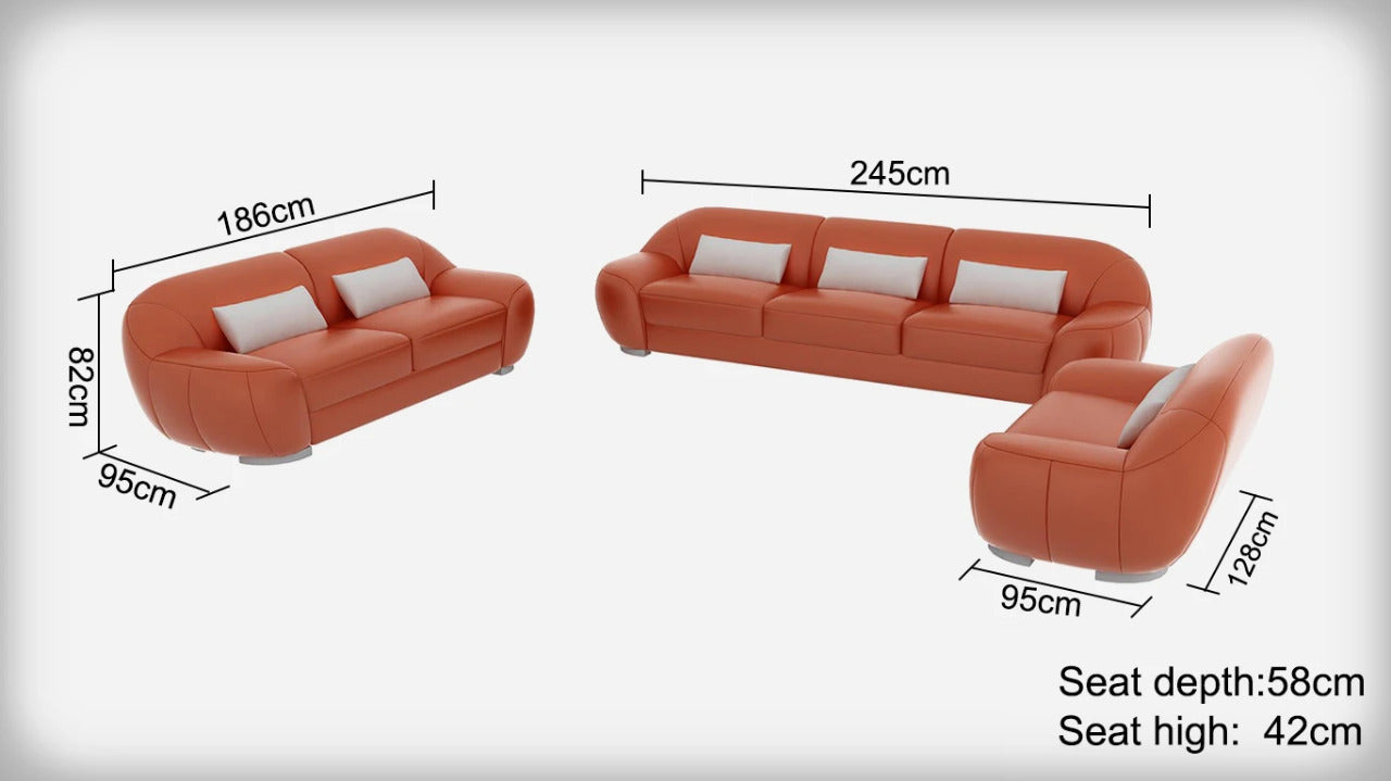 Modern Sofa Set: Leatherette 6 Seater Sofa Set