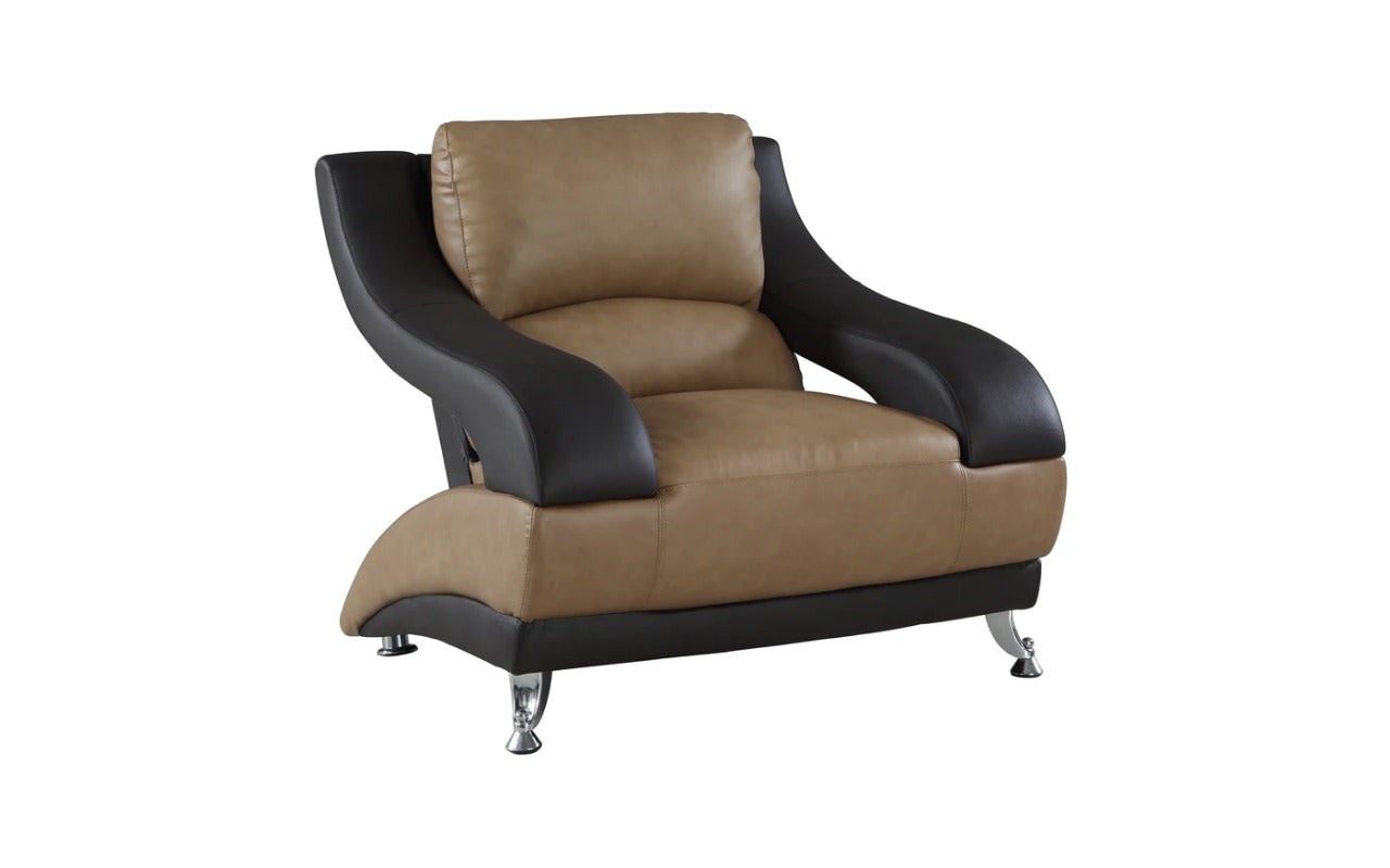 Modern Sofa Set: Leatherette 6 Seater Two-Tone Sofa Set