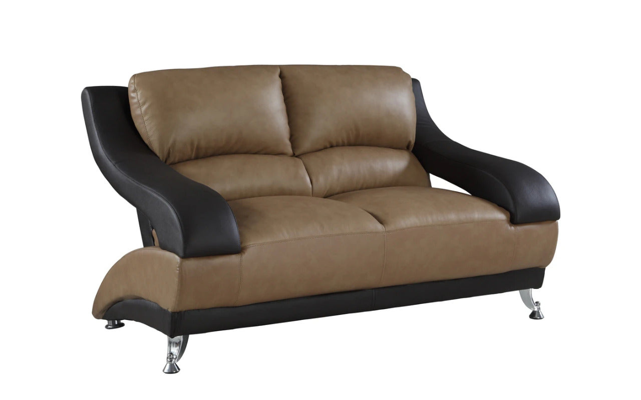 Modern Sofa Set: Leatherette 6 Seater Two-Tone Sofa Set