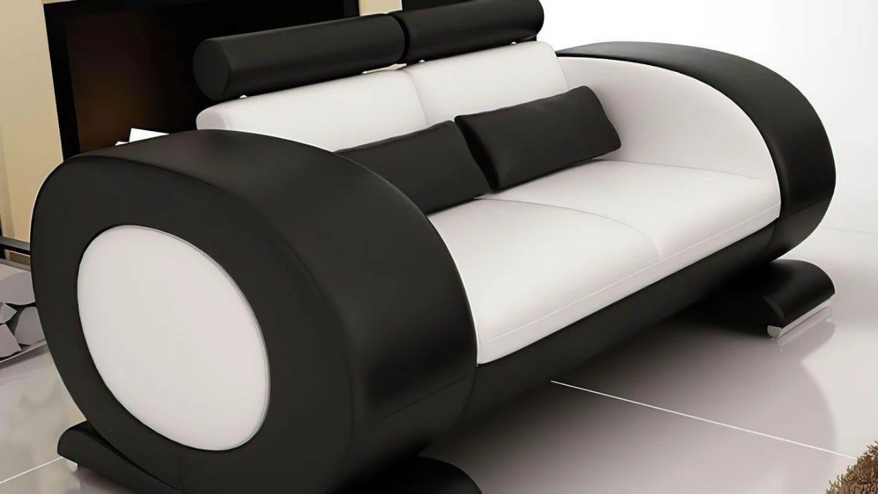 Modern Sofa Set: Leatherette Sofa Set With Ottoman