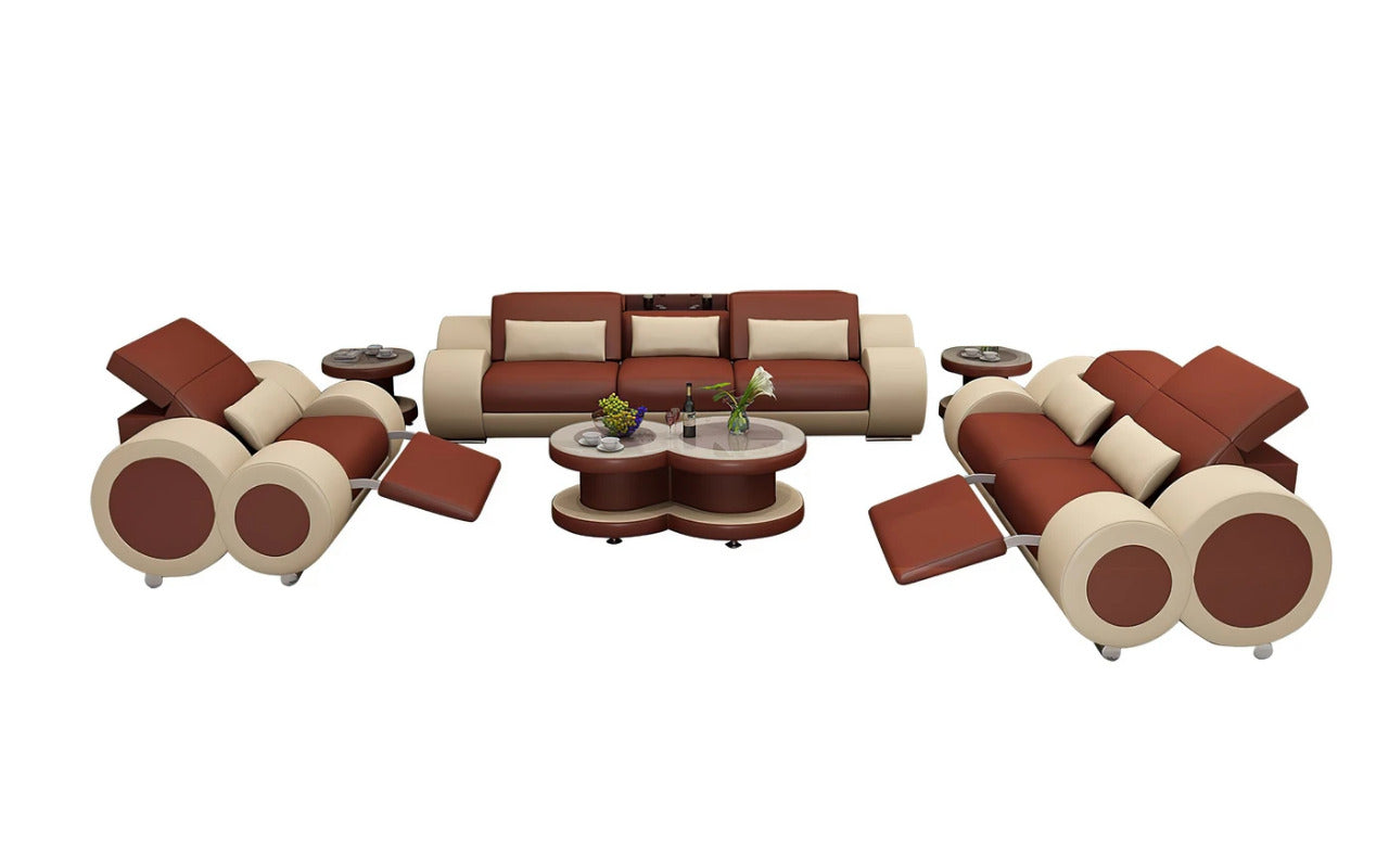 Modern Sofa Set: Leatherette Sofa Set with Recliner