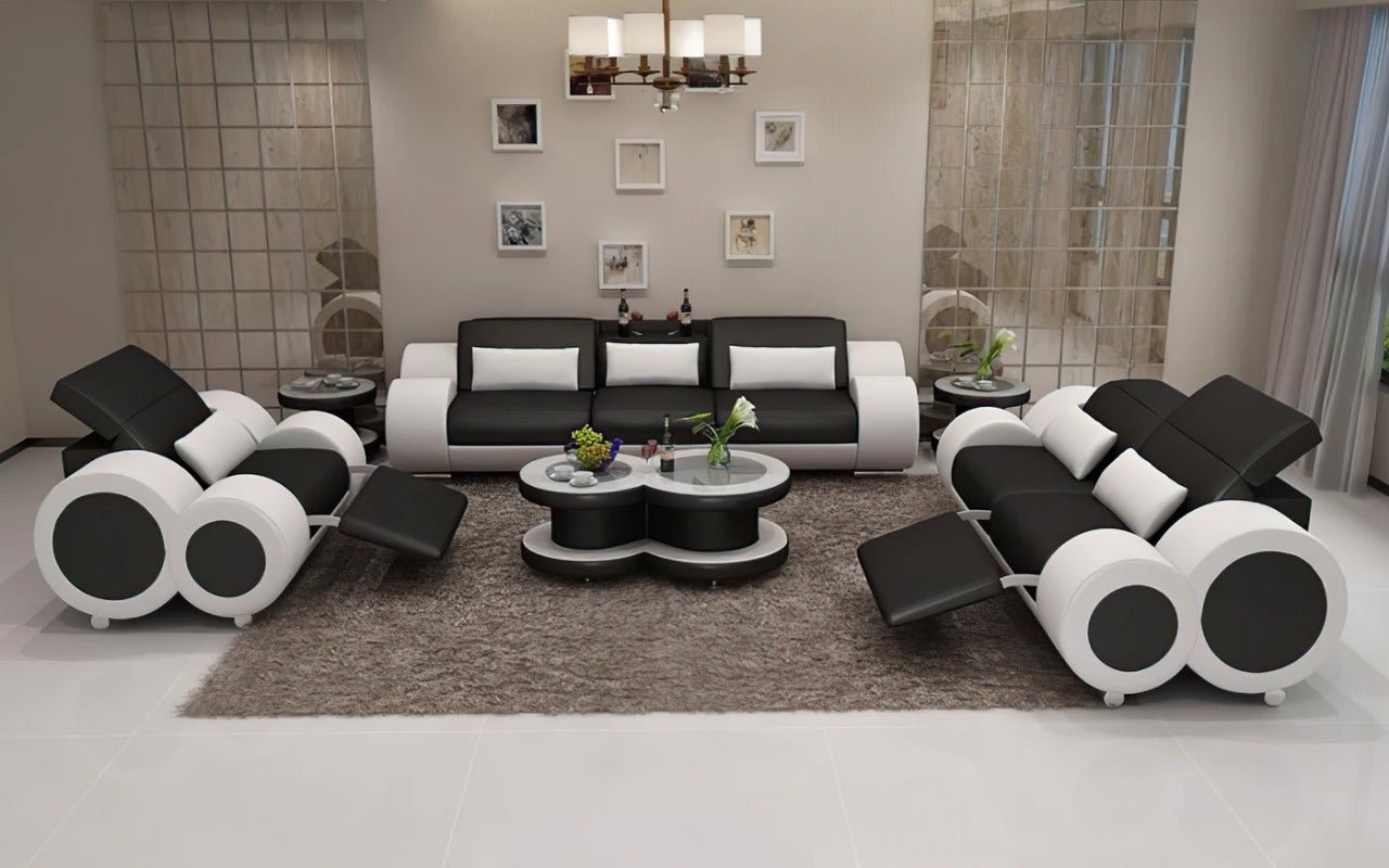Modern Sofa Set: Leatherette Sofa Set with Recliner